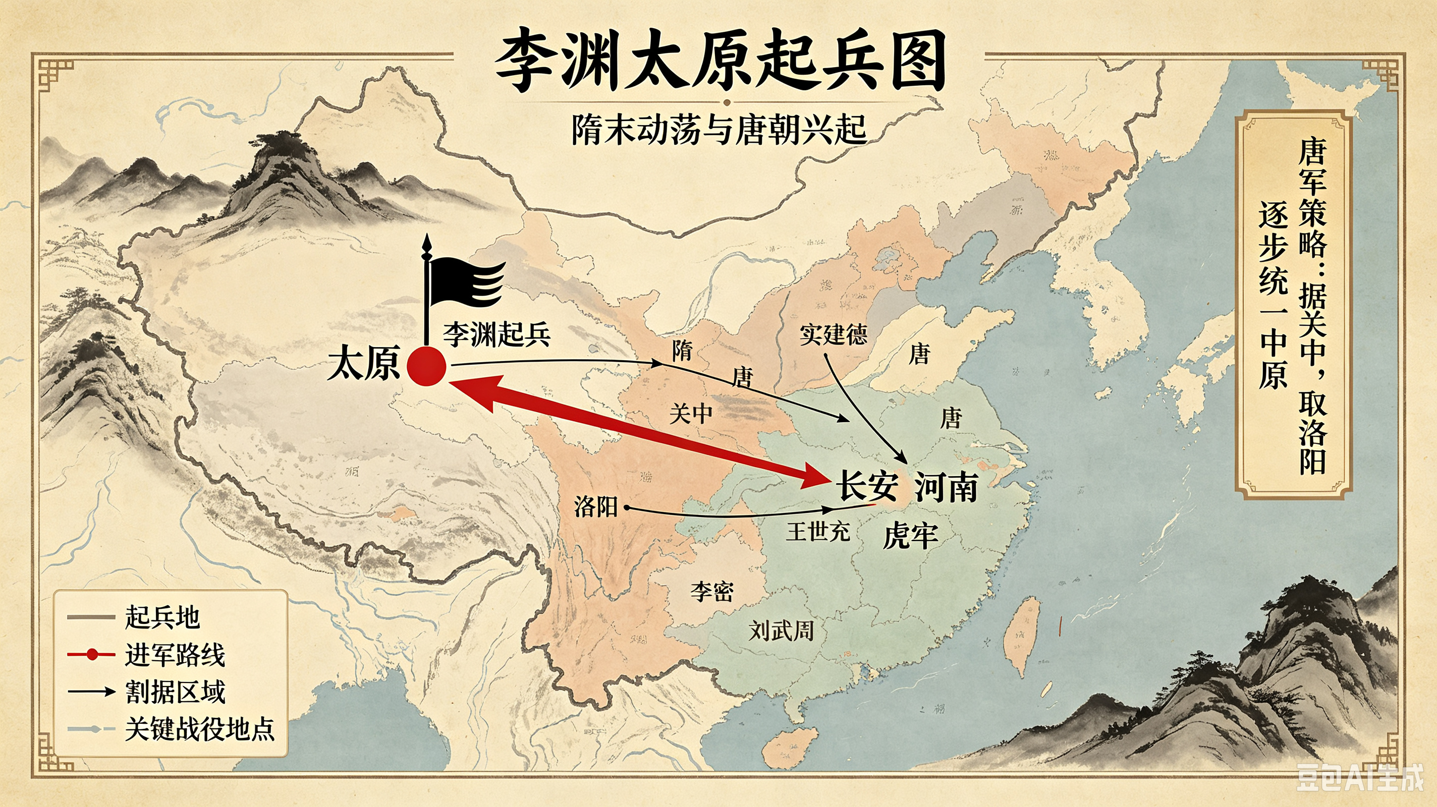 隋末唐初形势图·李渊太原起兵